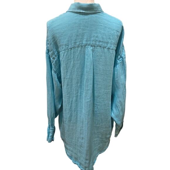 Vitamin A Playa Linen Gauze Oversized Shirt XS Long Sleeves Mid-Weight - Picture 7 of 11